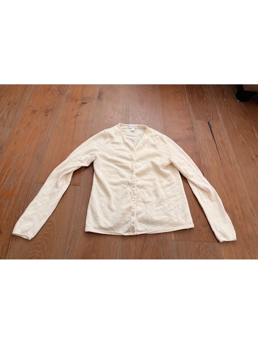 Charter Club Cream 2-Ply 100% Cashmere Button Cardigan M